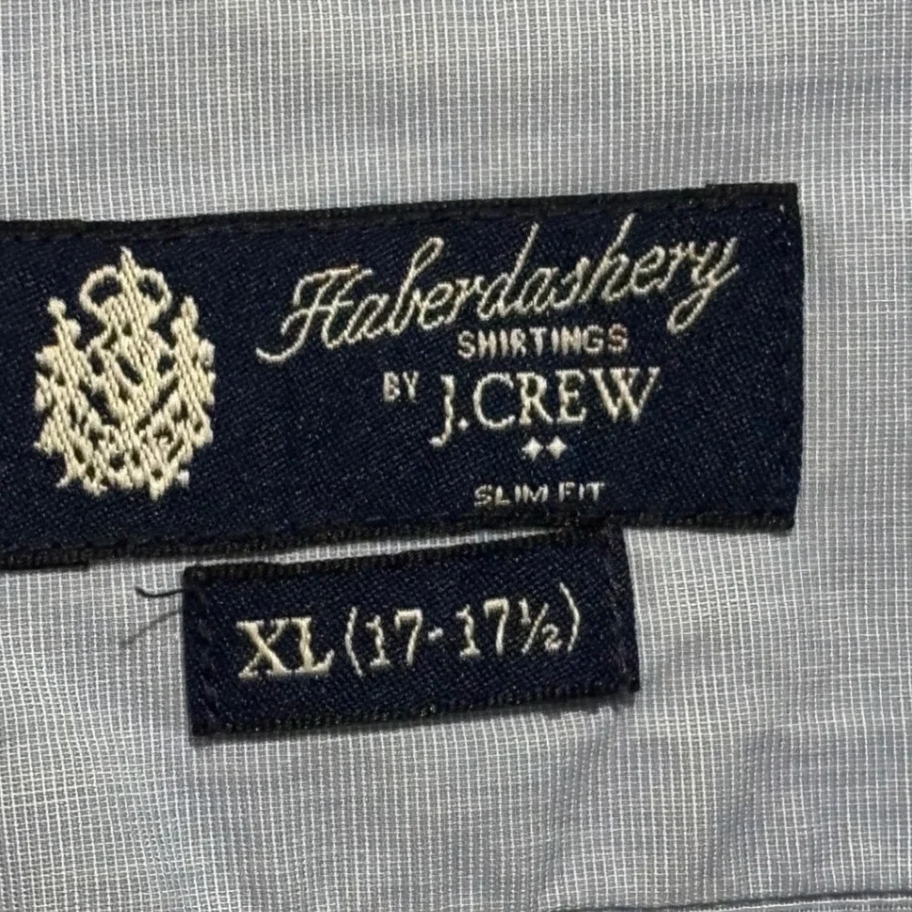J.Crew Haberdashery‎ Mens XL Slim Fit Light Blue Micro Button Down Shirt Sz XL